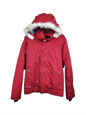 Oakley Gretchen Bleiler Red Winter Ski Snow Jacket Duck Down Womens Size S
